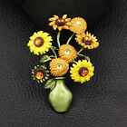 Women's Enamel Resin Vase Sunflower Charm Brooch Pin Jewelry Gift