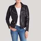BLANKNYC Women's Size XS Black Faux Leather Moto Jacket Frankenstorm Biker Quilt
