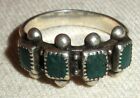 VINTAGE NAVAJO TURQUOISE STERLING SILVER RING GREAT DESIGN SIZE 6.5 vafo
