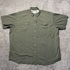 Poncho Shirt Pearl Snap Olive Green Mens Regular Fit Short Sleeve 3XL Short
