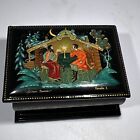 Vintage  Russian Lacquer Box Signed Hand Painted Man & Woman 3”X2”