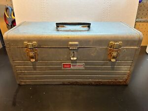 Vintage Sears Craftsman 6512, 20” Gray Metal Tool Box w/ Tray Mechanic