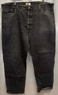 Levis 501 Straight Leg Button Fly Mens Jeans - 44x29 HEMMED Stone Wash Black