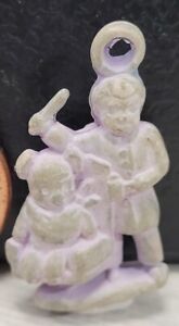 Vintage plastic BOY PLAYING BARBER W TEDDY BEAR gumball charm prize jewelry