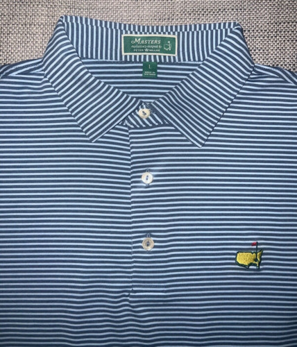 MASTERS BY PETER MILLAR MENS BLUE STRIPE GOLF POLO SHIRT SIZE LARGE