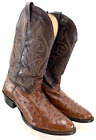 Nocona Brown Ostrich Leather R Toe Cowboy Western Boots Shoes Men's 12EE