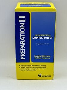 PREPARATION H Hemorrhoidal Symptom Treatment Suppositories 48 Count Ex 09/2025