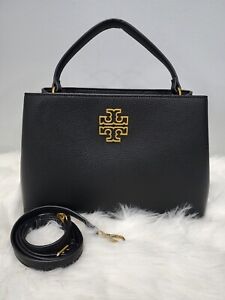 AUTHENTIC Tory Burch Black Genuine Leather Handbag with Crossbody Strap