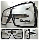OVERSIZED EXAGGERATED RETRO SHIELD Style Clear Lens EYE GLASSES Huge Black Frame