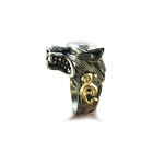 wolf fox odin viking ring sterling silver 925 animal Vintage Biker pirate brass