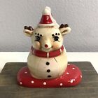 Johanna Parker Christmas Reindeer Ceramic Napkin Holder Holiday NEW Retro Deer