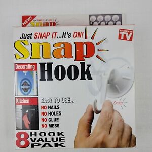 Snap Hooks (8) Instantly Hang Decorate Organize as Seen on TV 4 Large and Small