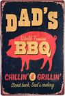 Dad'S BBQ Stand Back Dad'S Cooking Vintage Tin Sign Wall Decor 12 X 8