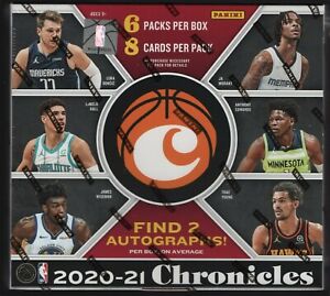 2020-21 Panini Chronicles Basketball Factory Sealed 6 Pack Hobby Box