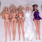 5 Barbie Dolls Twist At Waist All With Earings 3 Arms Move Out Bride Dress Shoe