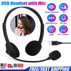 USB Headset with Microphone Noise Cancelling Computer Headphone for PC Chat Call