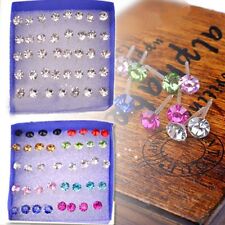 20 Pairs Rhinestone Crystal Plastic Round Earrings Stud Women Wholesale Jewelry