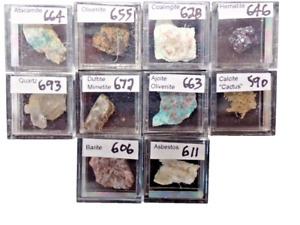 Micromount Mineral Lot MM97-10 Fine Specimens in Acrylic Boxes-Visit eBay Store!
