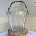Vintage Mid Century Modern Crystal Glass Ice Bucket with Metal Handle