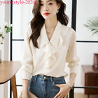 Korean Womens Ruffle Chiffon Fashion Casual Business Workwear Blouse Tops Shirts