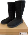 NEW Women's UGG CLASSIC TALL II Slip On Sheepskin Boots BLACK Sz 8