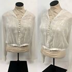 Antique Edwardian Embroidery Eyelet Cutwork Lace White Blouse Top Small 1920s