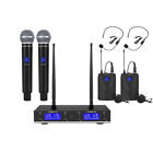 Wireless Microphone System 4 Channel 2 Handheld 2 Headset 2 Lavalier Church UHF