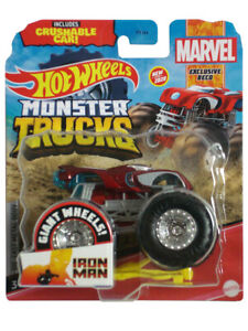 Hot Wheels Monster Trucks Iron Man 1/64 Scale with Crushable Car Exclusive Deco