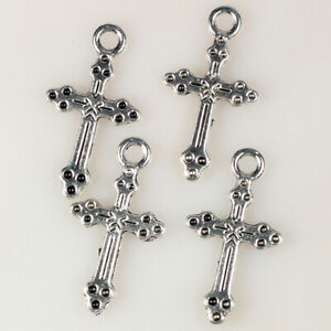 100pcs/lot Antique Silver Charms Cross shape Pendants for DIY Jewelry Making
