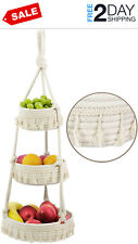 Hanging Fruit Baskets with Tassel for Kitchen 3 Tier Stylish Fruit Storage