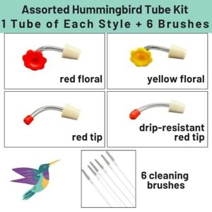 Assorted Hummingbird Feeder Tube Kit W/ Cleaning Brushes