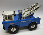 Mighty Tonka 24 Hour Tow Truck Double Boom Blue Pressed Steel-For Restoration