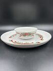 Poinsettia and Ribbons Chip and Dip Bowl Plate Christmas Fairfield Tienshan
