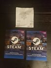 2 seperate physical steam gift cards 30$ each totalling 60$