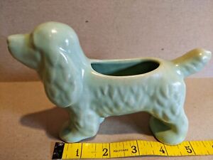 Vintage Brush McCoy Type Green Pottery Spaniel Dog Planter