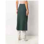 VINCE Ruched Asymmetrical Midi A-line Skirt Sea Leaf Green Size 14