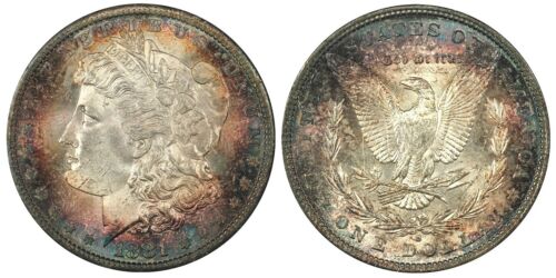 1881-S Choice BU Redfield Morgan Silver Dollar- Lustrous, Awesome Rainbow Toned!