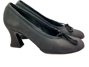 Donna Karan DKNY Black Fabric Leather Chunky  Heel Women's Shoes Size 7.5
