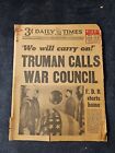 VINTAGE NEWSPAPER Front Page 4/13/1945 Truman Calls War Council WW2 Chicago
