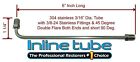 3/16 Brake Line 6 Inch Stainless Steel 90 Degree Bend Flared 3/8-24 Tube Nuts