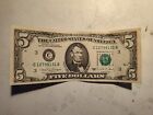 1988 Five Dollar Bill Philadelphia Federal Reserve. Old Style 5$ Bill