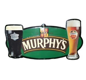 Murphys Irish Stout Amber Beer Metal Tin Tacker Sign Rare Bar Mancave Pub Vtg