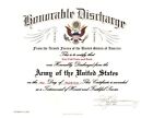 United States Army Honorable Discharge Replacement Certificate