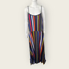 Plus Size Rainbow Striped Sleeveless A-Line Maxi Dress Women’s 3X