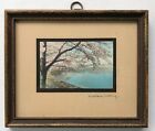Wallace Nutting Signed Framed Cherry Blossoms Miniature Hand Tinted Photo