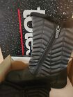Totes Winter Snow Boots Womens 8W Jade Black Faux Leather Zip Faux Fur Quilted