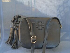 Tory Burch black pebble leather small crossbody bag