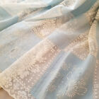 Vintage Net Lace Embroidered Bed Cover Topper Bedspread  BLUE & WHITE  82