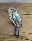 Antique Abalone Sterling Silver Hummingbird Brooch