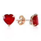 2.9 Carat 14K Solid Gold Stud Earrings Natural Heart Ruby